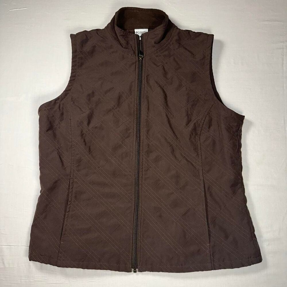 Columbia Sleeveless Zipper Vest Jacket, Brown M
